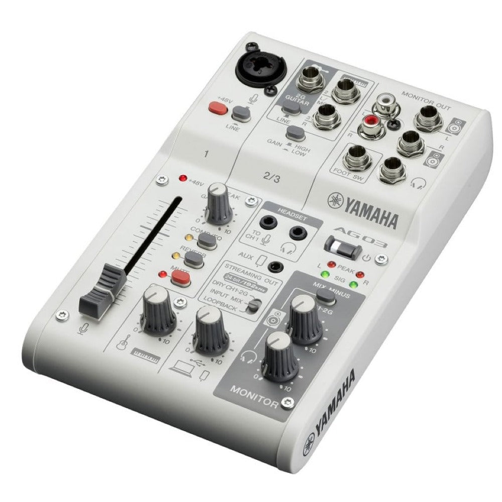 YAMAHA　AG03　MK2 Yamaha AG03 MK2 White 3 Channel Streaming USB Mixer – DJ Supplies