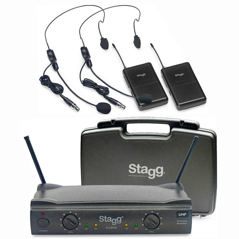 Stagg Dual UHF Wireless Headworn Microphones-Wireless Microphones-DJ Supplies Ltd