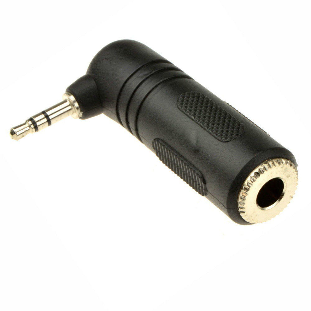 Headphone Adaptor 3.5mm Stereo Angled Jack to 6.35mm Socket-Connectors-DJ Supplies Ltd