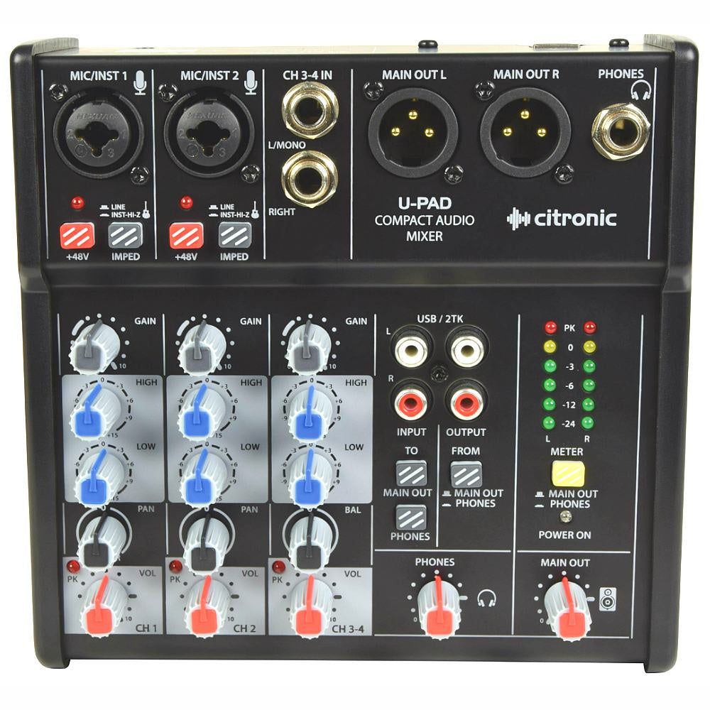 Citronic U-PAD 4 Channel Mixer with USB Interface-Live Mixers-DJ Supplies Ltd