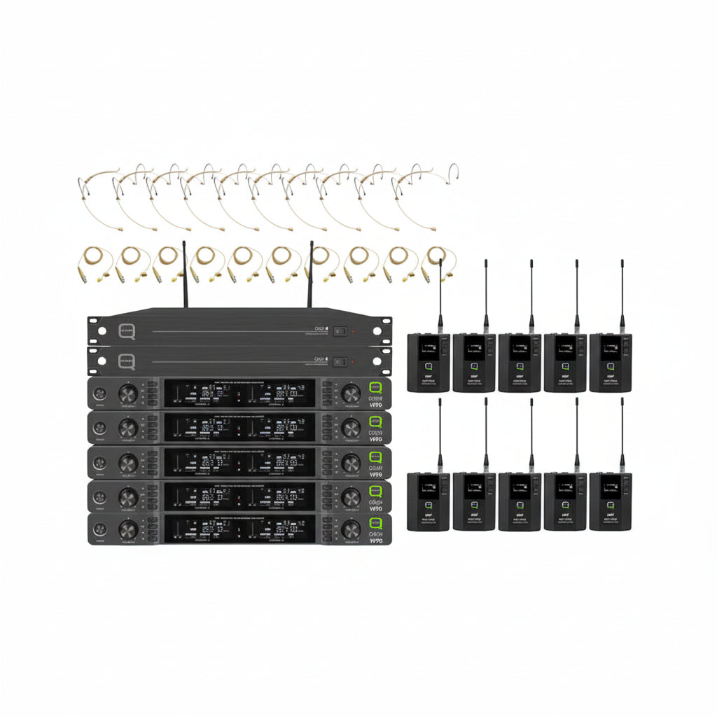 QWM1970BP 10 Way Beltpack Wireless System With Antenna Distrubtion | 606-614MHz-Q-Audio Wireless Microphones-DJ Supplies Ltd