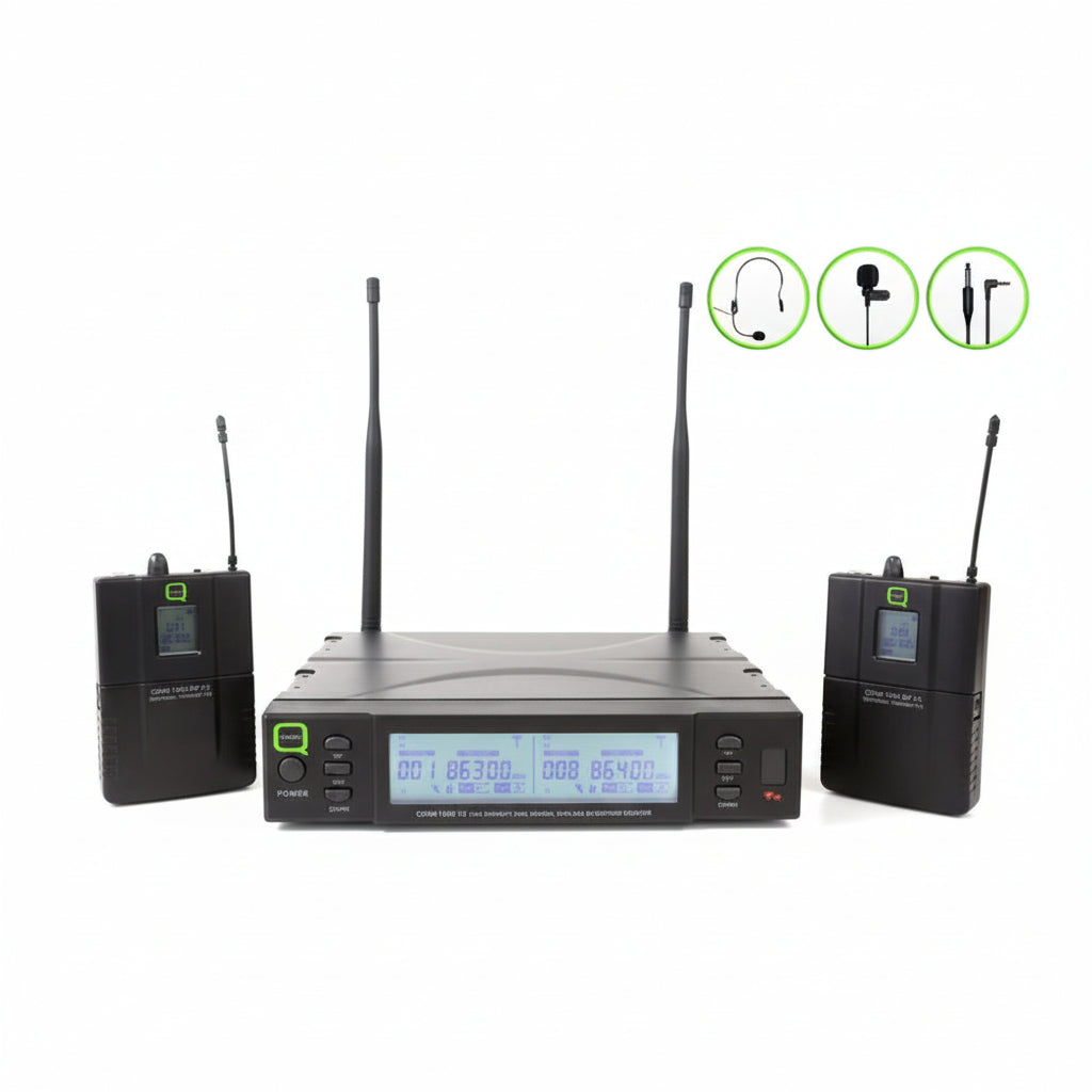 QWM1960BP V2 - UHF Dual Channel True Diversity Body Pack Wireless Mic System-Q-Audio Wireless Microphones-DJ Supplies Ltd