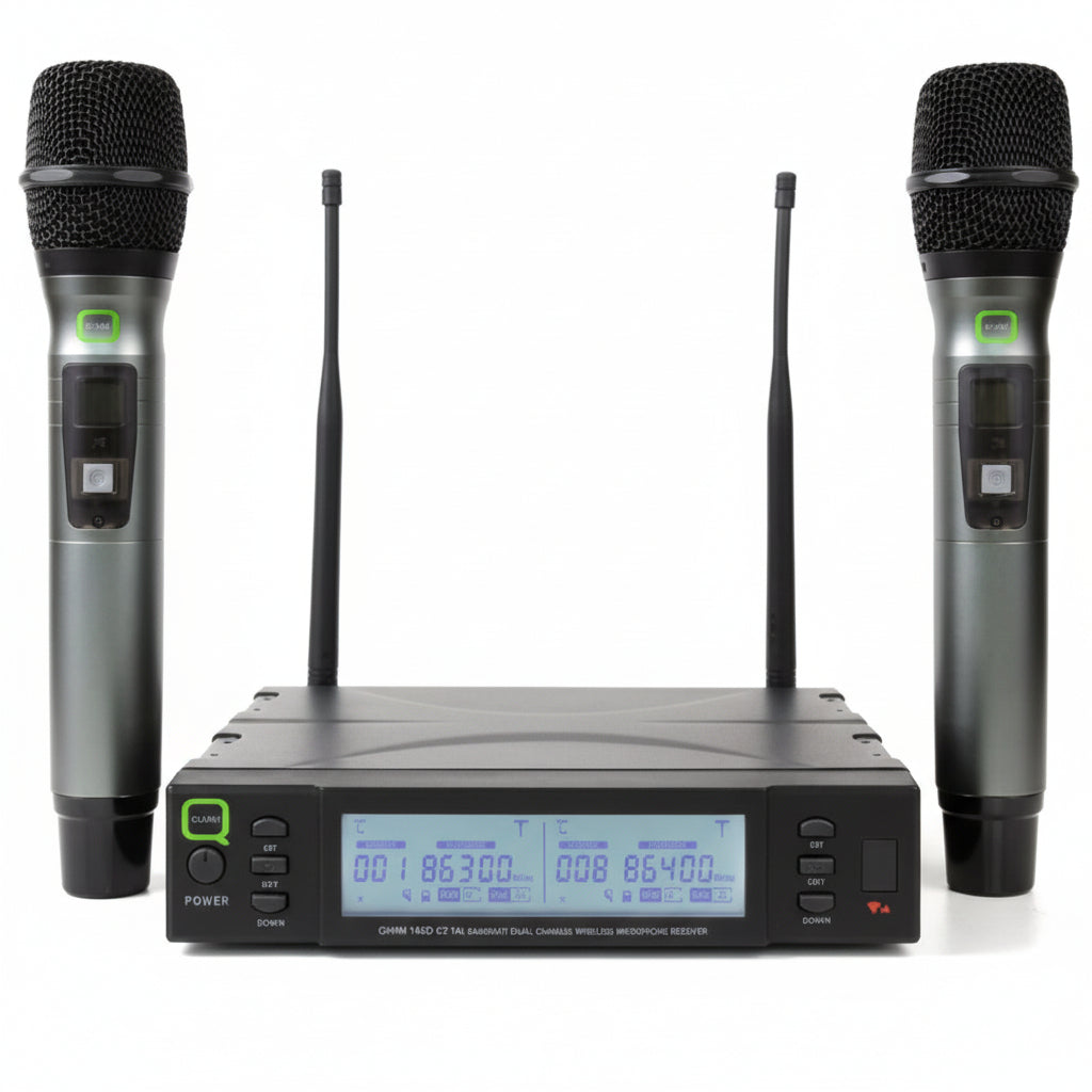 QWM1960HH V2 - UHF Dual Channel True Diversity Handheld Wireless Mic System-Q-Audio Wireless Microphones-DJ Supplies Ltd