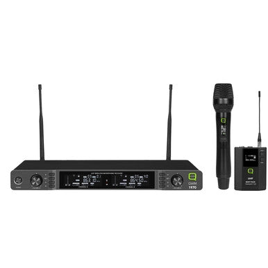 QWM1970 HH BP UHF Dual Channel Diversity Handheld Beltpack Wireless System-Q-Audio Wireless Microphones-DJ Supplies Ltd