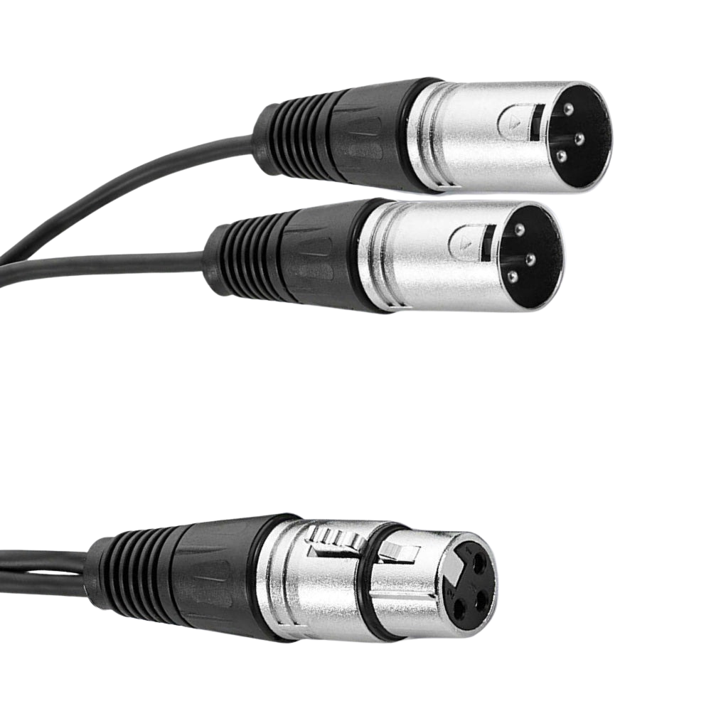 XLR Y Splitter Lead 1.5m 1x Female to 2x Male-Signal Leads-DJ Supplies Ltd