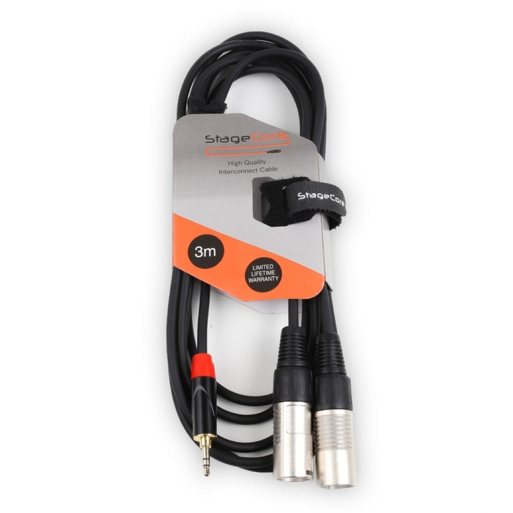 3.5mm Stereo Jack to 2x XLR Male Lead-Signal Leads-DJ Supplies Ltd