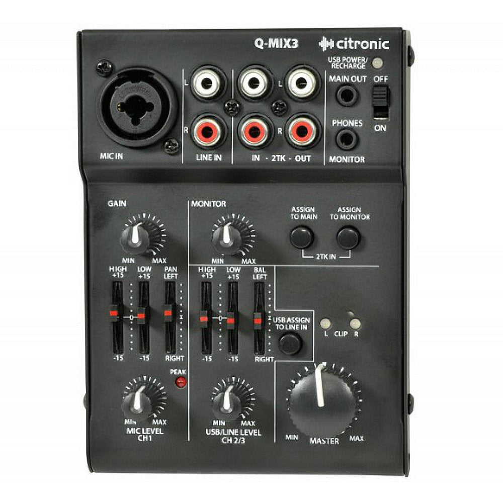 Citronic Q Mix 3 USB Podcast Mixer-Live Mixers-DJ Supplies Ltd
