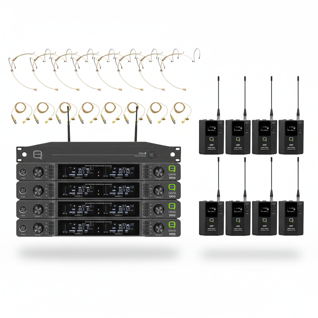 QWM1970BP 8 Way Beltpack Wireless System With Antenna Distrubtion | 606-614MHz-Q-Audio Wireless Microphones-DJ Supplies Ltd