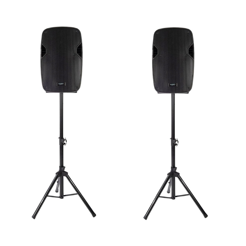 Pair KAM RZ12 Active Speakers + Stands |Used-Active Speakers-DJ Supplies Ltd