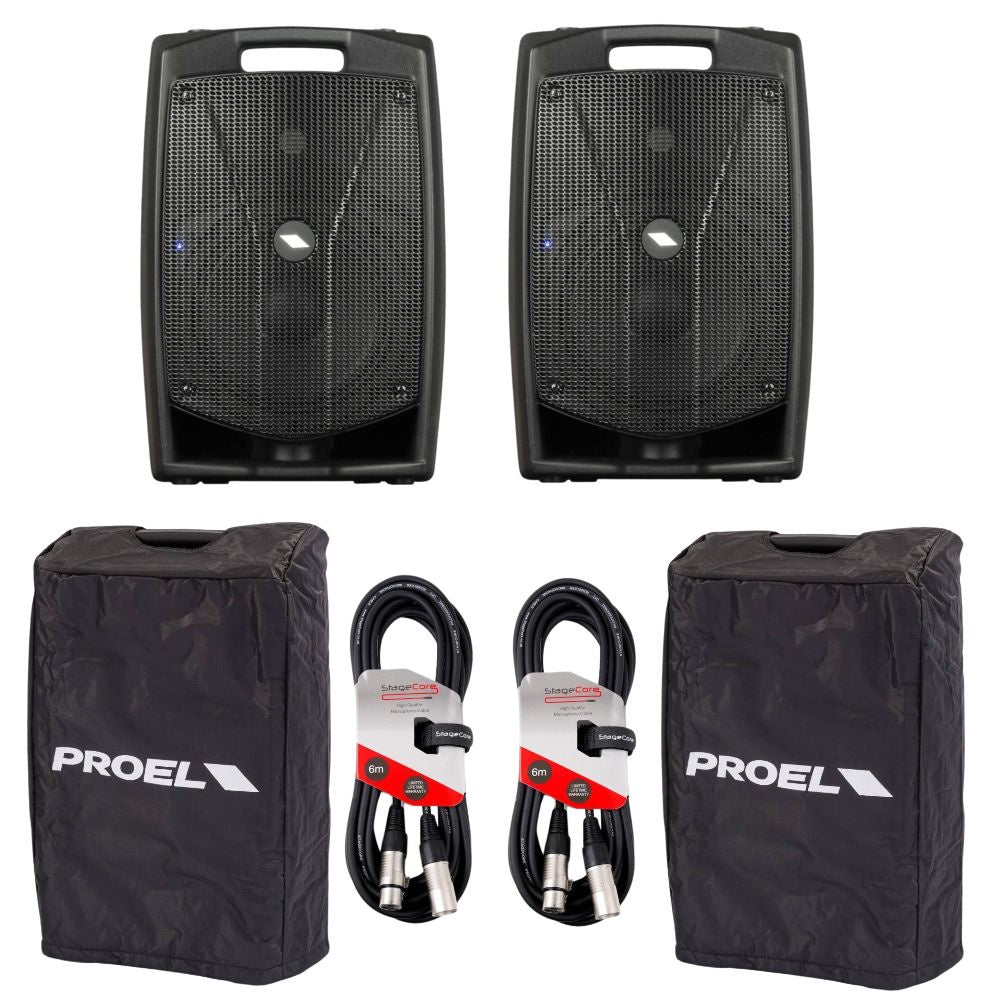 Proel V8 Pro 1200w Active Speaker Bundle-Portable PA-DJ Supplies Ltd