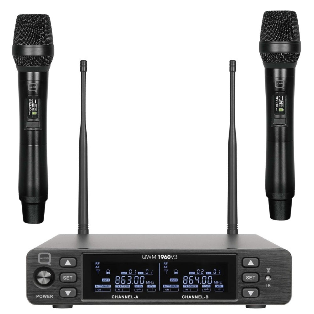Q Audio QWM1960HH V3 Dual Wireless Microphones-Wireless Microphones-DJ Supplies Ltd