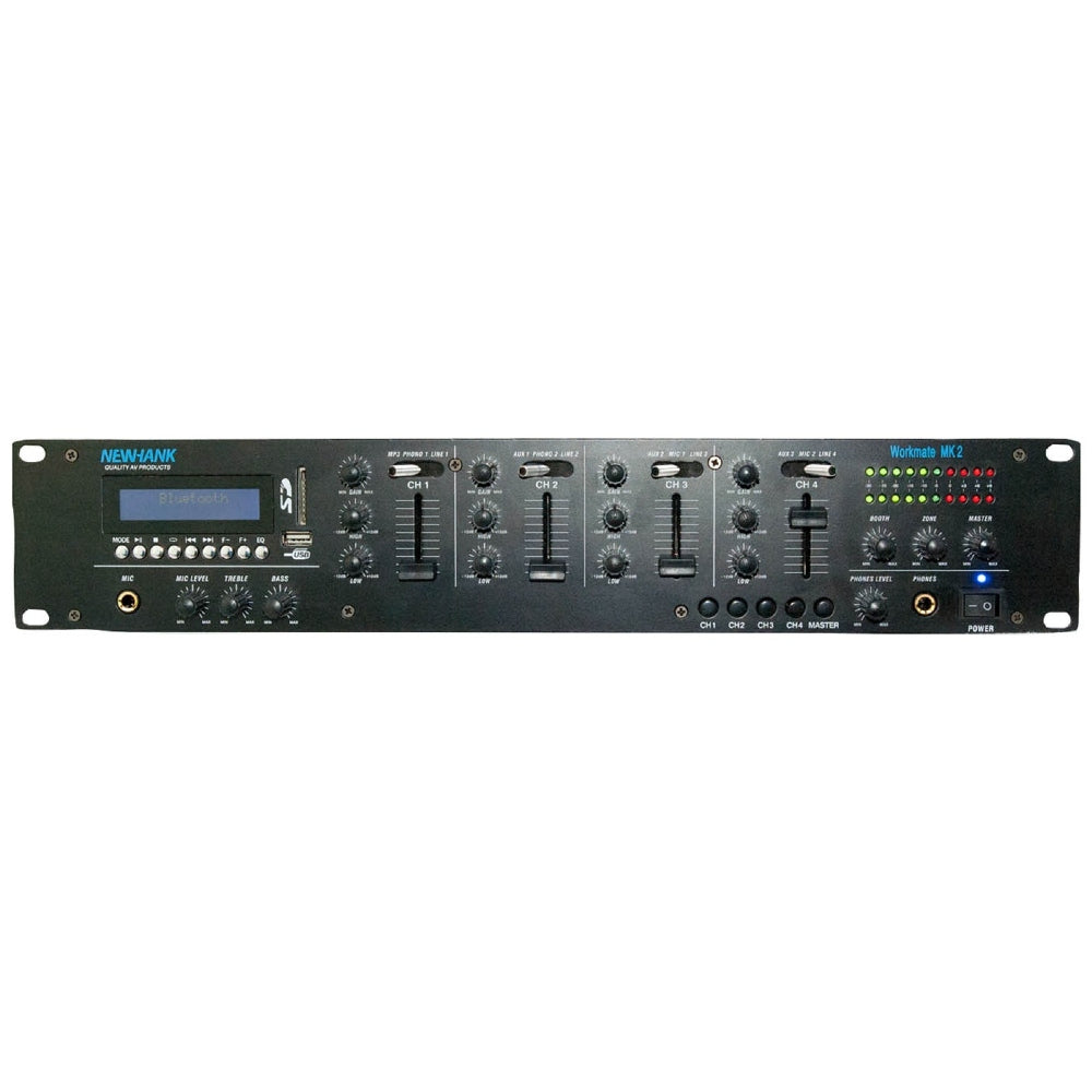 NewHank Workmate Mk2 Bluetooth Rack Mixer 7 Inputs with 3 Mic USB SD-NewHank-DJ Supplies Ltd