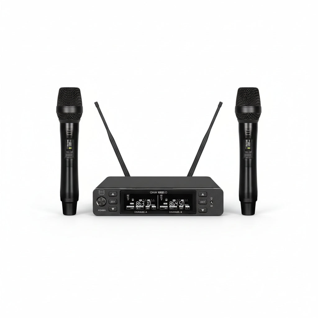 QWM1960HH V3 UHF Dual Channel True Diversity Handheld Wireless Mic System-Q-Audio Wireless Microphones-DJ Supplies Ltd