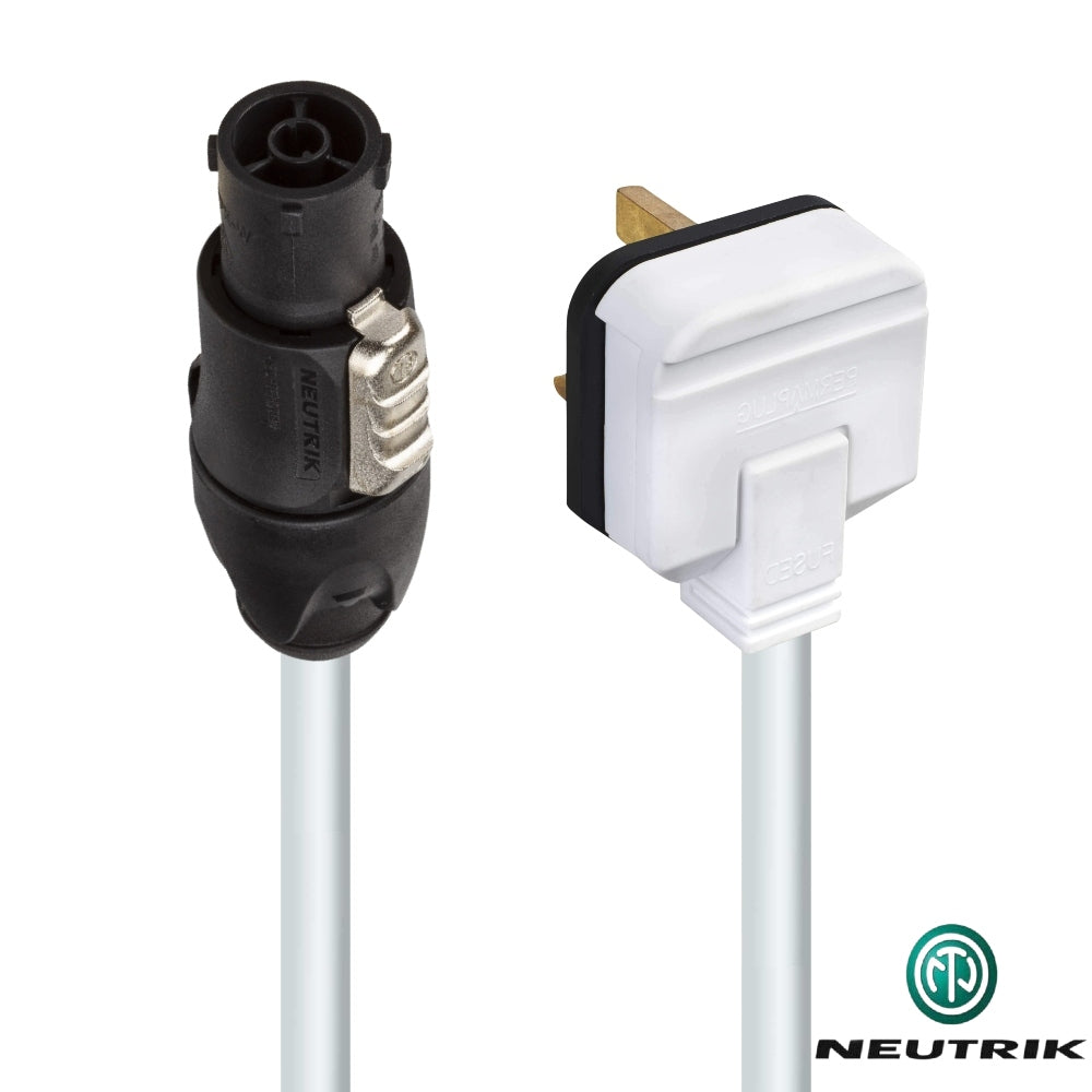 Neutrik White PowerCON TRUE 1 Lead to 13A Heavy Duty Plug DJ Supplies
