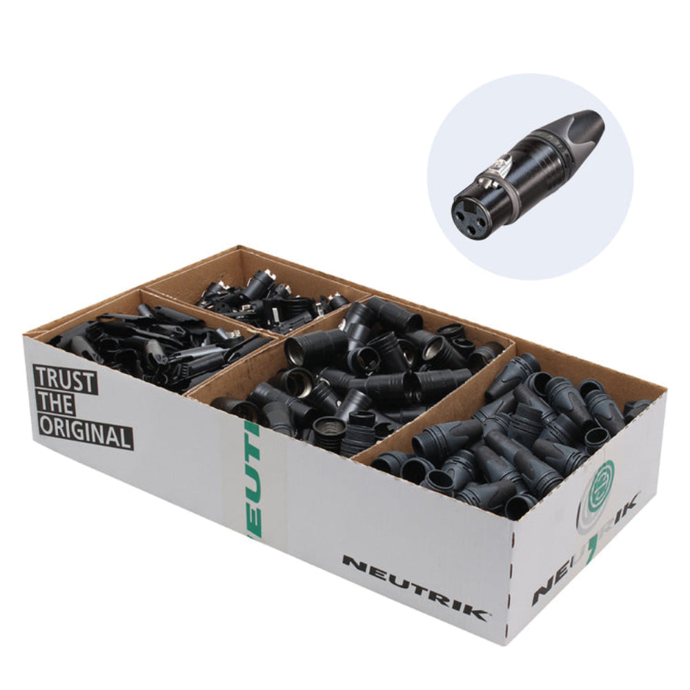 Box 100 Neutrik NC3FXX-BAG-D Black 3 Pole Female XLR-Neutrik-DJ Supplies Ltd