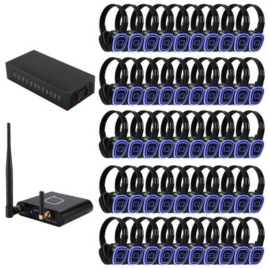 QSD3-50W - Silent Disco 50 way kit including Bluetooth transmitter and charger