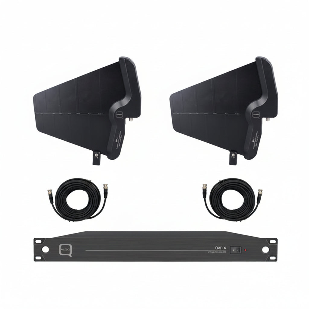 QWM Paddle Antenna Bundle with Antenna Distribution and 10m Leads-Q-Audio Wireless Microphones-DJ Supplies Ltd