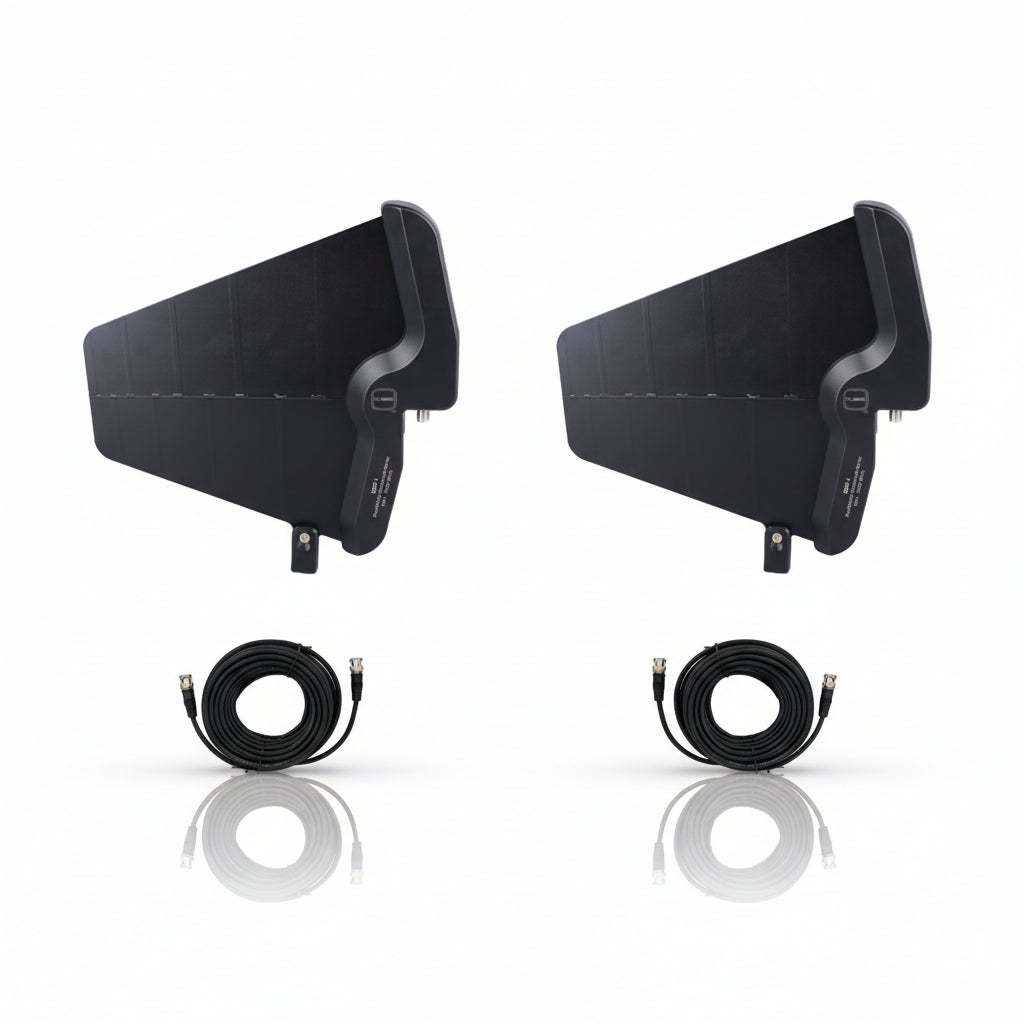 QWM Paddle Antenna Bundle with 2x 10m BNC-BNC Cables-Q-Audio Wireless Microphones-DJ Supplies Ltd