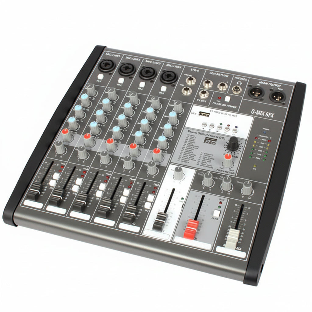 QMIX 6FX 6 Channel Bluetooth FX Mixer with USB-Q-Audio Venue Sound-DJ Supplies Ltd