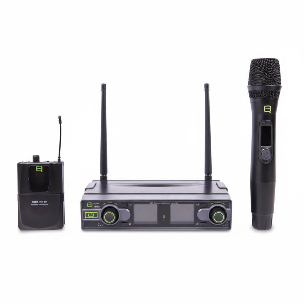 QWM 1950 HH+BP - UHF Dual Channel Diversity HH+BP Wireless System-Q-Audio Wireless Microphones-DJ Supplies Ltd