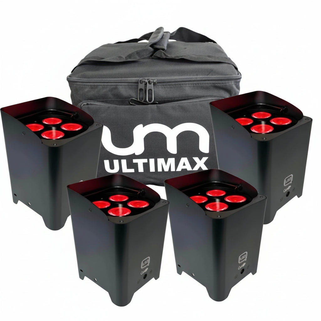 Weatherproof Battery Uplighter Bundle | 4 x Q4IP+ with Carry Bag (RGBW)-Q-LED Lighting-DJ Supplies Ltd