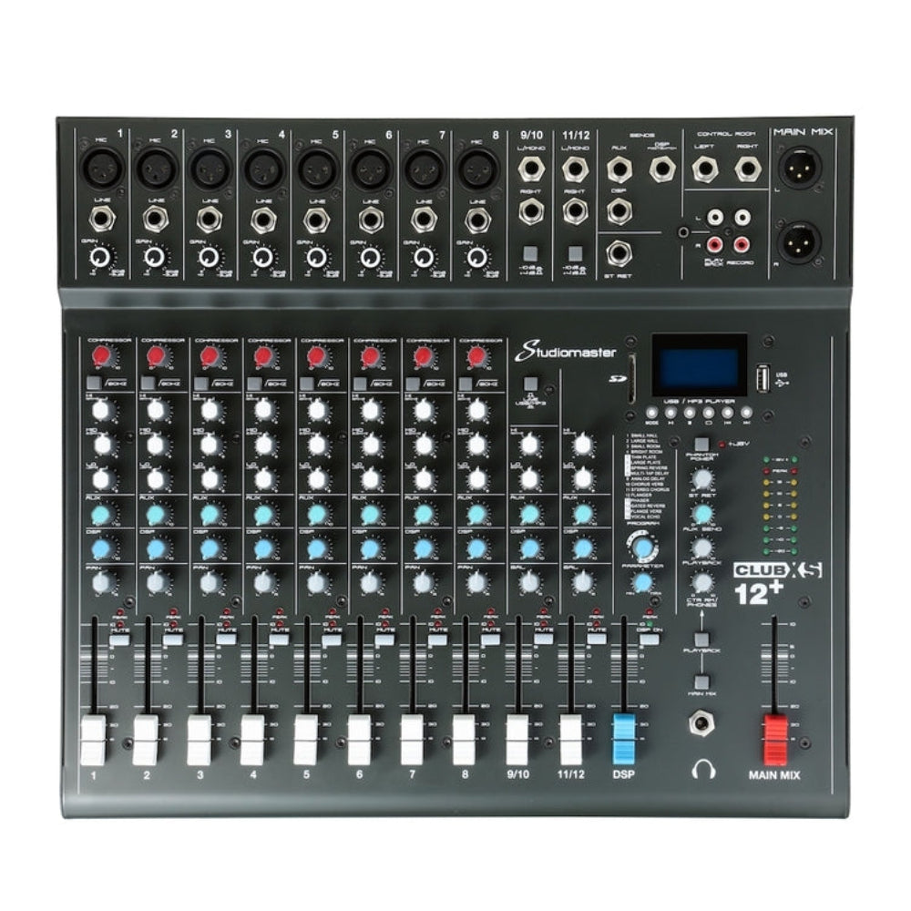 Studiomaster Club XS12+ 12 Channel Bluetooth Mixer-Studiomaster-DJ Supplies Ltd