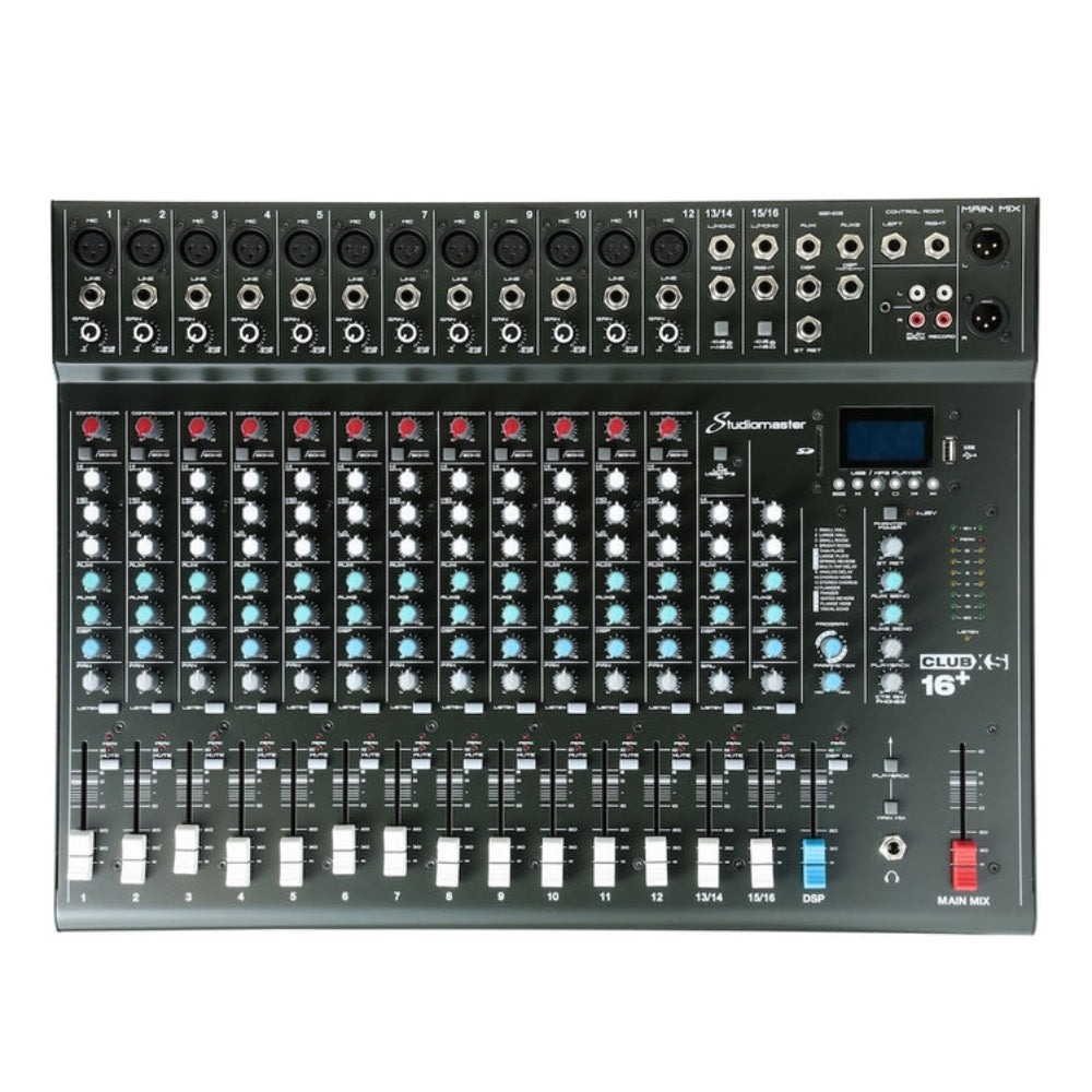 Studiomaster Club XS16+ 16 Channel Bluetooth Mixer-Studiomaster-DJ Supplies Ltd