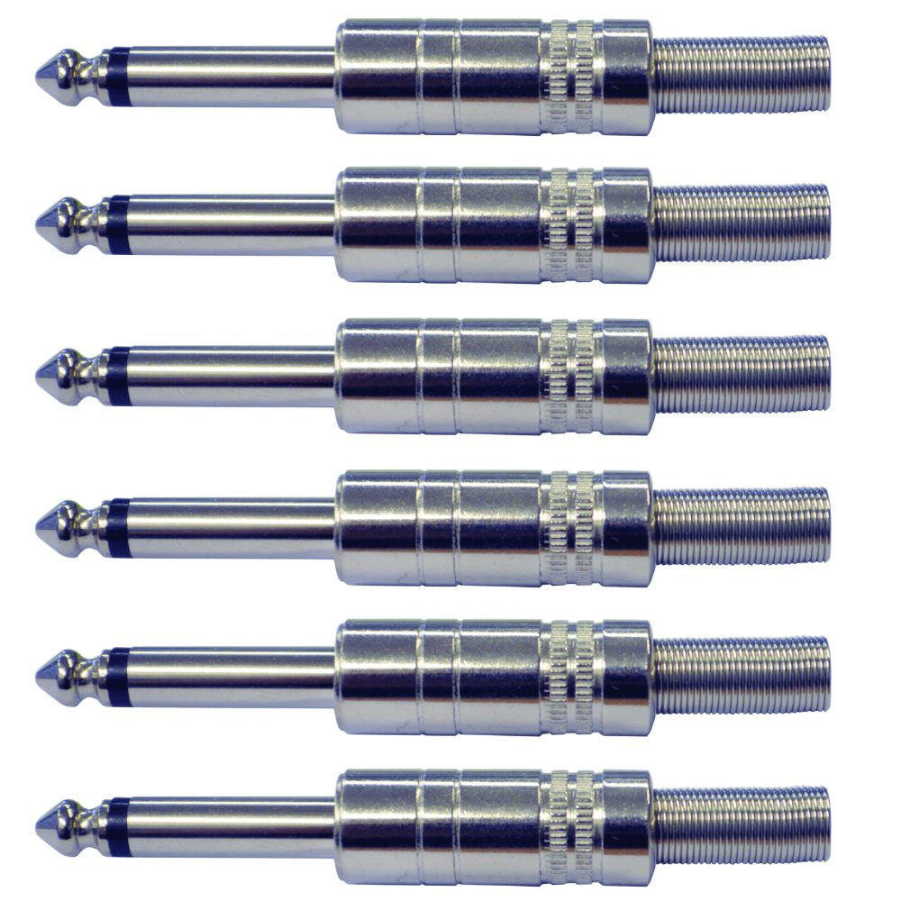 Metal Mono Jack Plug x6-Connectors-DJ Supplies Ltd