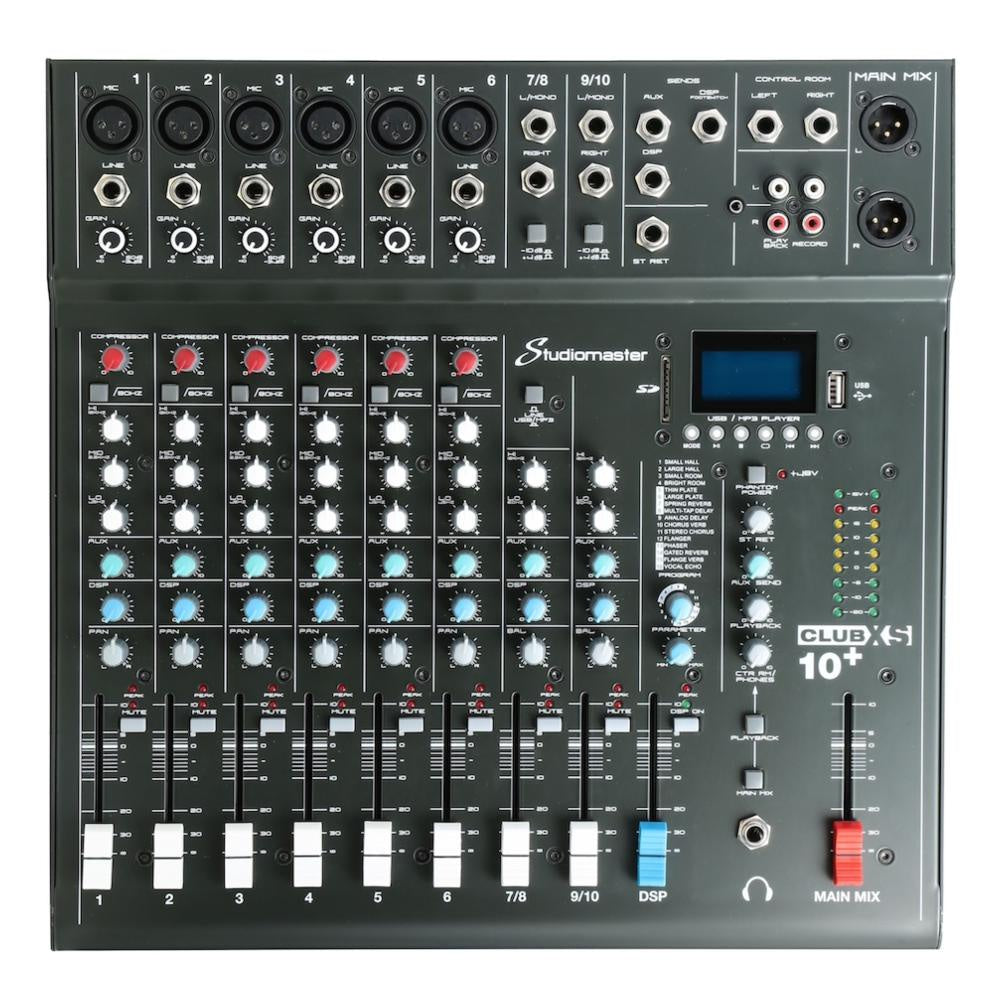 Studiomaster Club XS10+ 10 Channel Bluetooth Mixer-Live Mixers-DJ Supplies Ltd