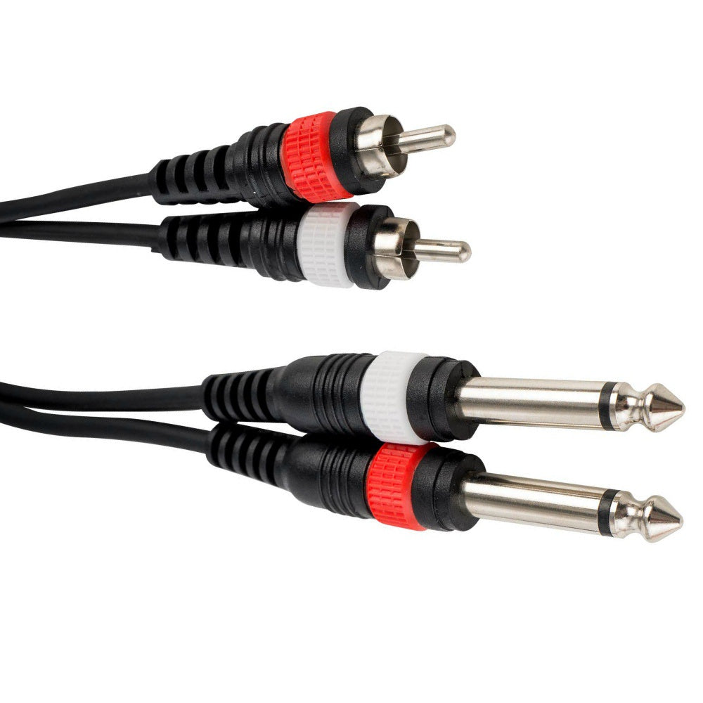 2x RCA to 2x 6.35mm Jack Lead-Signal Leads-DJ Supplies Ltd