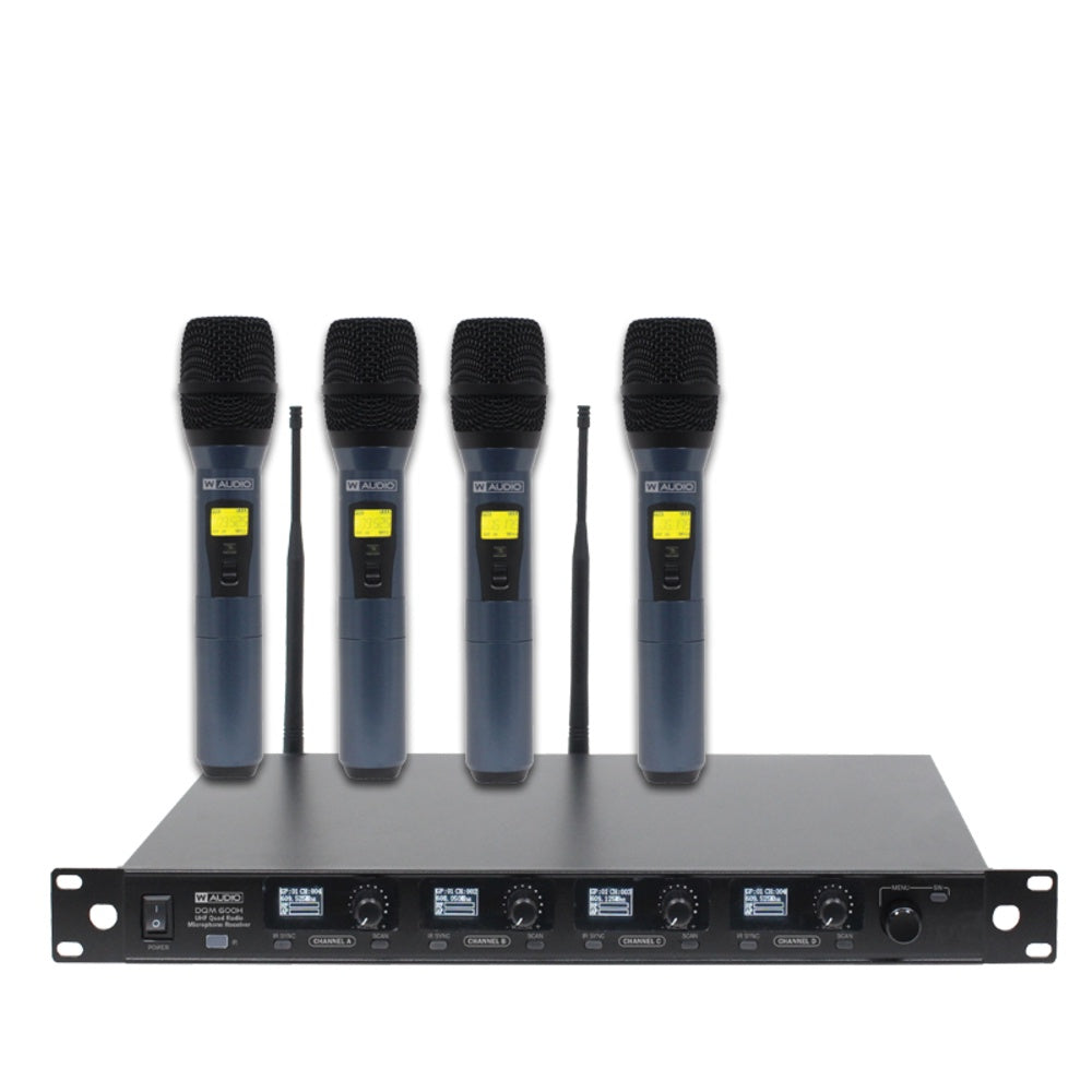 W Audio DQM 600H Quad Handheld UHF Wireless System-Wireless Microphones-DJ Supplies Ltd