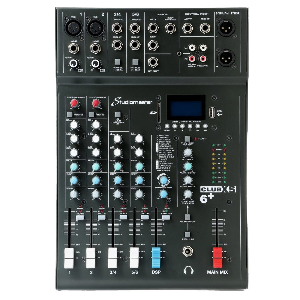 Studiomaster Club XS6+ 6 Channel Bluetooth Mixer-Live Mixers-DJ Supplies Ltd