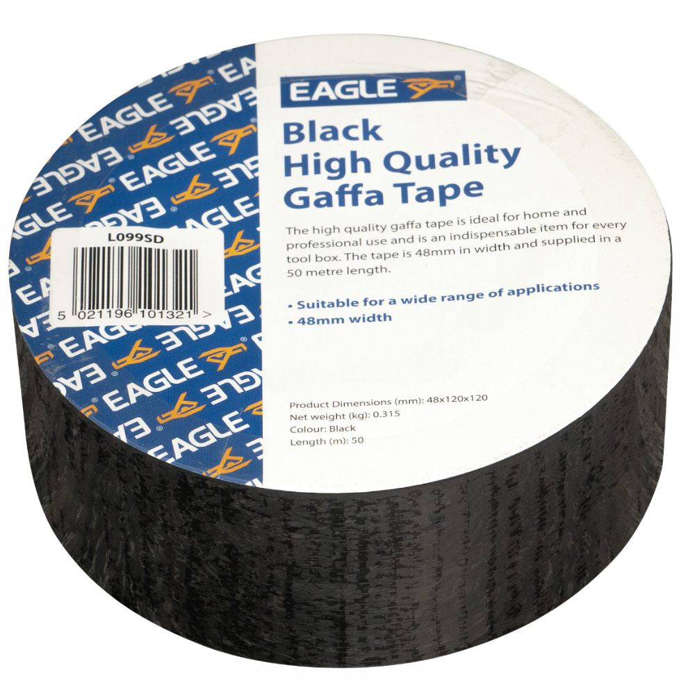 Eagle Black Gaffa Tape 48mm 50m-Accessories-DJ Supplies Ltd
