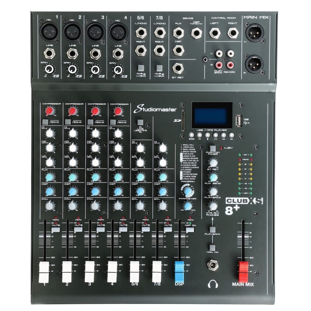 Studiomaster Club XS8+ 8 Channel Bluetooth Mixer-Live Mixers-DJ Supplies Ltd