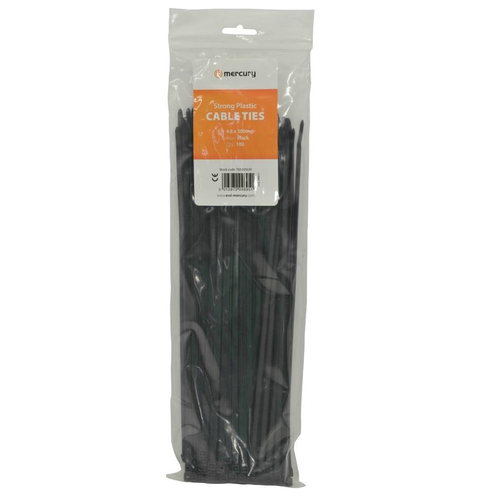 Cable Ties 4.8 x 300mm Black x100-Cable Accesories-DJ Supplies Ltd