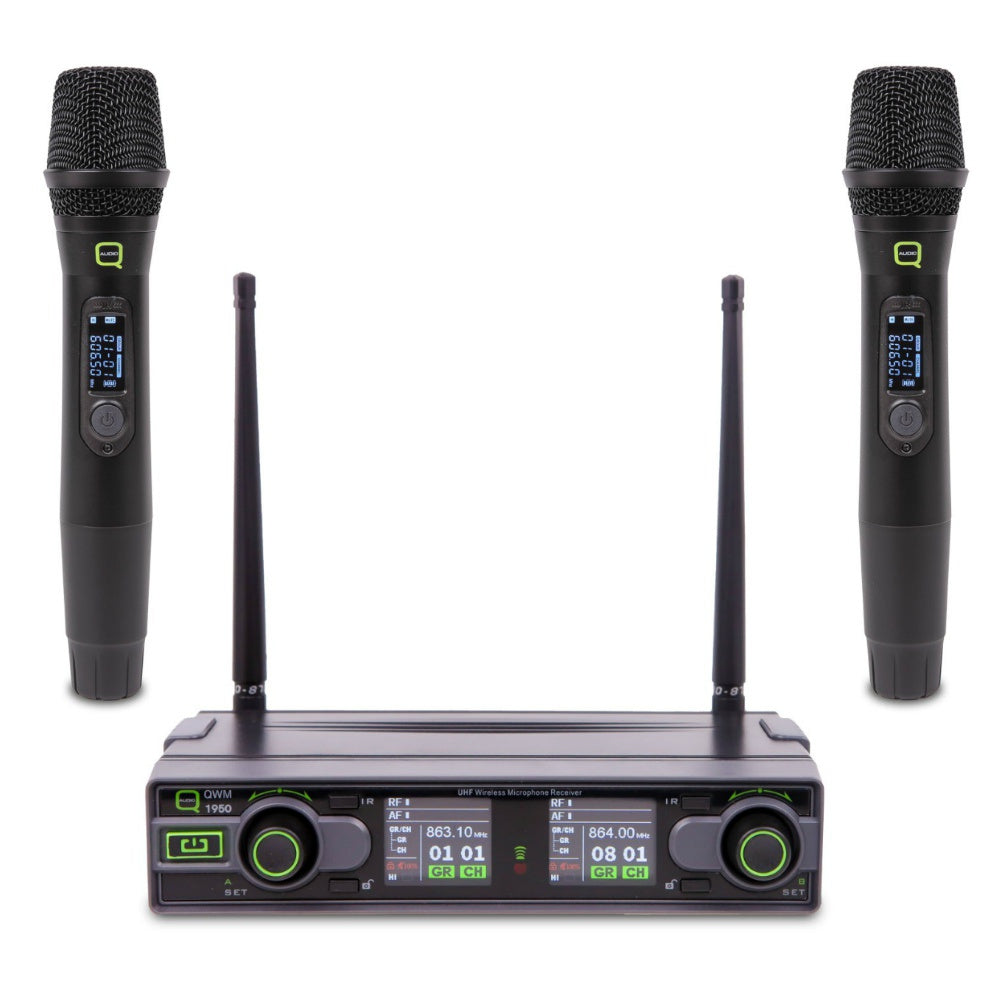 Q Audio QWM1950HH Dual UHF Wireless Microphones-Wireless Microphones-DJ Supplies Ltd