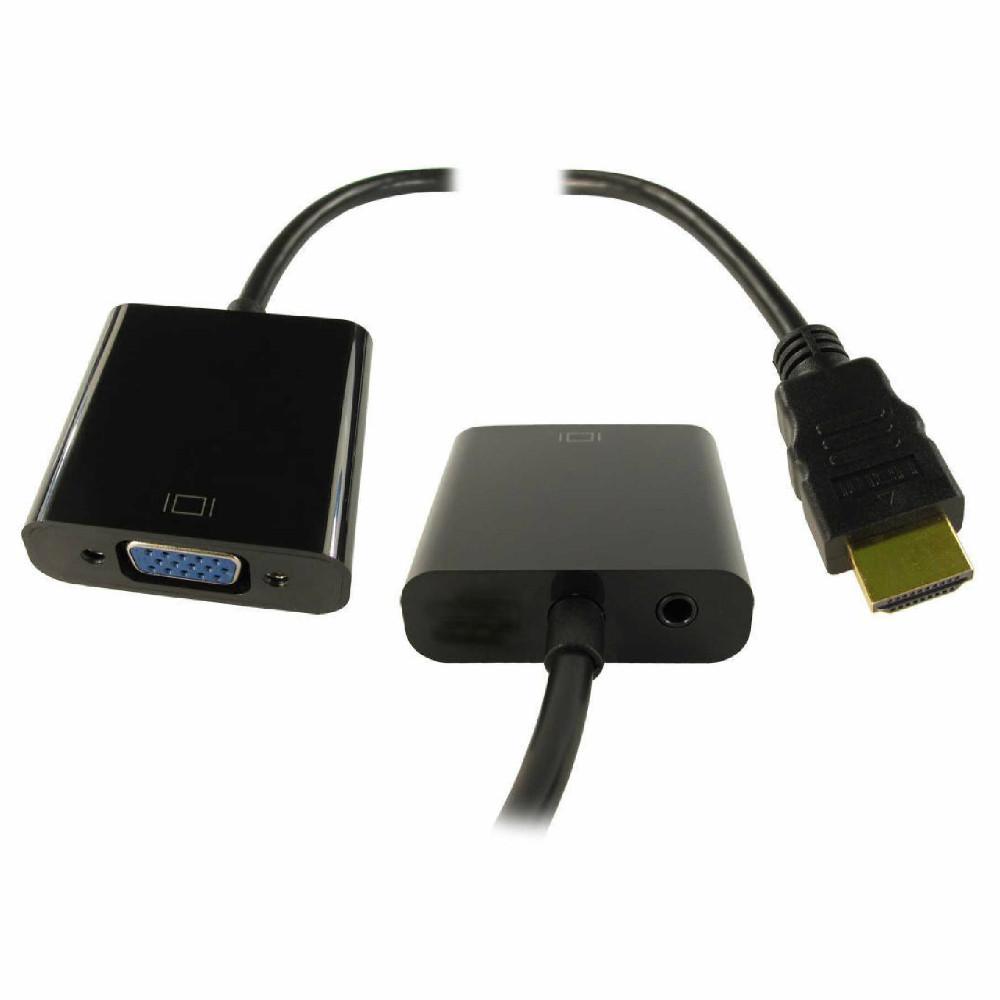HDMi to VGA Adaptor with Audio-Signal Leads-DJ Supplies Ltd