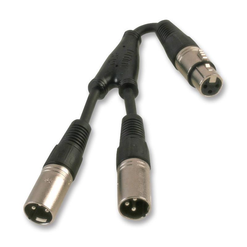 XLR Y Splitter Lead 1x Female to 2x Male-Connectors-DJ Supplies Ltd